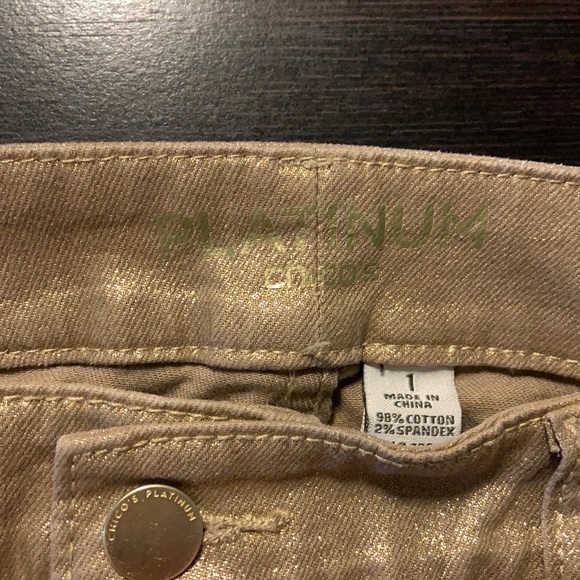 Chico’s Platinum Copper Shimmer Denim - Picture 3 of 8